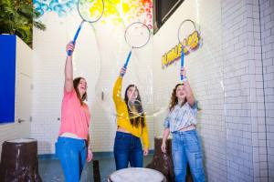 Making giant bubbles at WonderWorks Branson